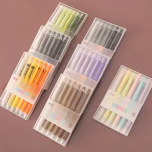 Premium set of 6 Morandi color quick-dry retractable gel pens with 0.5mm fine tip