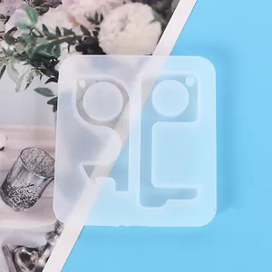 Detailed view of translucent silicone mold for DIY non-contact resin keychain tool