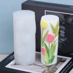 Detailansicht der 3D-Tulpenrelief-Silikonform für die Herstellung von Duftkerzen