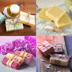 Verschillende handgemaakte rechthoekige aromazeepjes met natuurlijke touwverpakking