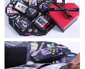 Vista detallada de la caja de regalo explosiva en forma de corazón DIY fotos