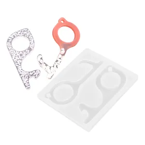 DIY silicone mold for non-contact door opener and elevator tool resin keychain.