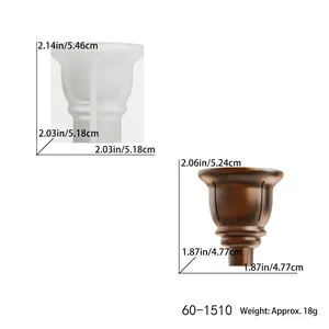 Detailed dimensions for DIY European candlestick silicone mold and finished base.