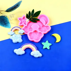 Stampo in silicone con forme di arcobaleno, luna e stella per decorazioni di torte