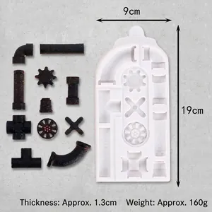 Moule silicone pour décors de gâteaux style industriel tuyaux et engrenages