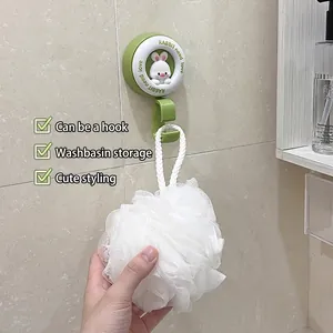 Mignon crochet adhésif mural lapin vert pour le rangement des serviettes et bassines de salle de bain