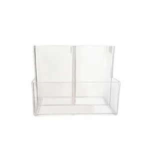 Three-grid transparent acrylic pen holder and desk organizer for office stationery