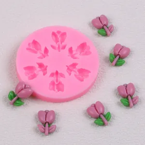 Molde de silicona con forma de tulipán para fondant chocolate y manualidades con muestras
