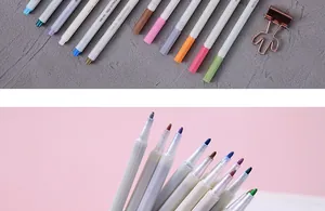Vista macro detallada de rotuladores metálicos de colores para manualidades y dibujo