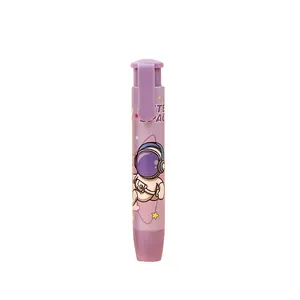 Creative purple retractable astronaut cartoon eraser pen for school students and kids