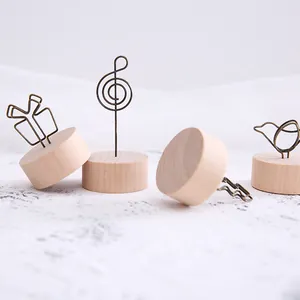 Vintage Zakka style wooden base message clips with decorative wire shapes for photos
