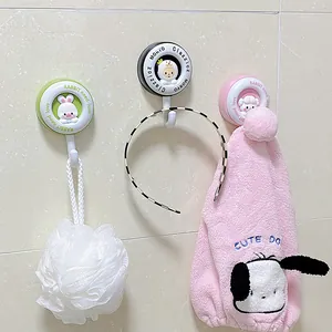 Set of cute cartoon adhesive wall hooks for bathroom and kitchen punch-free storage.