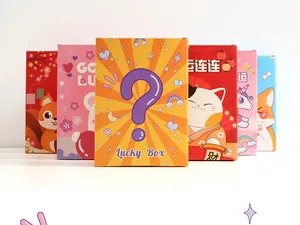 Multiple colorful cartoon themed creative blind boxes and stationery lucky gift sets