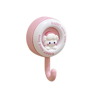 Cute pink rabbit adhesive wall hook for home organization