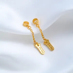 Close-up of 24K gold-plated fortune charm extension chain for DIY jewelry making