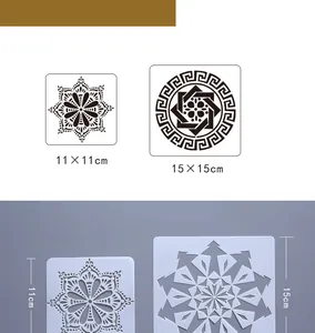 Detailed dimension comparison of Mandala stencils for DIY wall and furniture painting projects