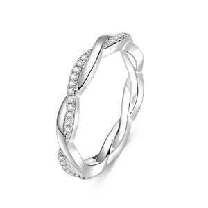 Δαχτυλίδι Μοϊσανίτη για Γυναίκες Infinity Twist Σχοινί Eternity Band Πολυτελής Χαλκός 14K Επιχρυσωμένο Κοσμήματα Μοϊσανίτη