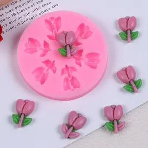 Molde de silicona de tulipán 3D para fondant de pasteles y manualidades 12