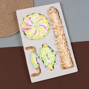 Dettaglio di stampo in silicone retrò europeo per fondente e decorazione torte.