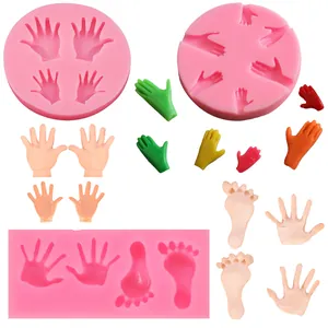 DIY Hand- und Fußabdruck Silikonform Für Fondant Kuchen Schokolade Süßigkeiten Polymer Ton Dekoration Werkzeuge Rosa Handabdruck Fußabdruck Harz Gips Bastelform