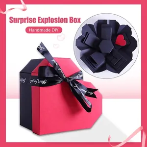 Caja de Explosión con Forma de Corazón DIY Sorpresa Caja de Regalo Álbum de Fotos de Cartulina Hecho a Mano para San Valentín