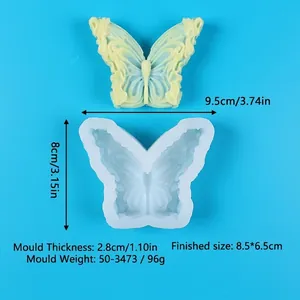 Dimensiones detalladas del molde de silicona mariposa para jabón y velas caseras