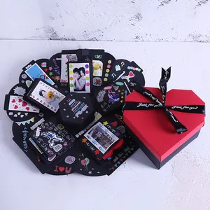Caja de regalo explosiva en forma de corazón para fotos DIY