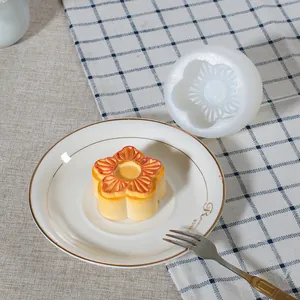 Detail of flower-shaped silicone mold for DIY cake decoration and soap making