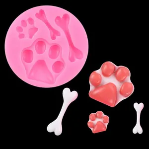 Silikonform-Set mit Katzenpfoten- und Knochenmotiven für kreative DIY Backdekorationen