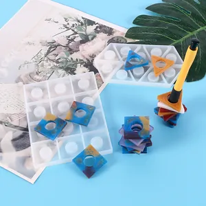 DIY Καλούπι Σιλικόνης Εποξειδικής Ρητίνης για Επιτραπέζια Διακόσμηση Στοίβαξη Θήκη Στυλό Βάζο Γεωμετρικά Σχήματα Τρίγωνο Τετράγωνο Εξάγωνο Εργαλείο Χύτευσης