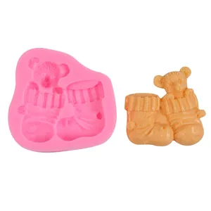 Molde de silicona para decoraciones de pasteles de fondant y chocolate de oso navideño