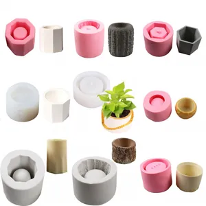 Moule en Silicone DIY pour Pot de Fleurs Géométrique Dessin Animé Jardinière de Succulentes Moule en Résine Plâtre Boîte