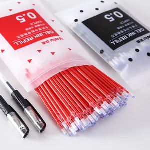 Lot de 100 recharges d'encre gel rouge 0,5 mm pour stylos de bureau.