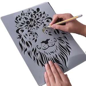 Creative floral lion head drawing stencil for DIY painting and personalized craft projects