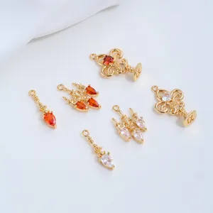 Detailed view of 14K gold-plated crystal lamp and fountain zircon charms for DIY jewelry