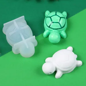 Mini turtle silicone mold for DIY resin crafts showing the mold and finished turtles