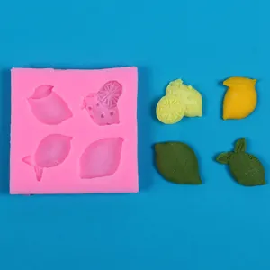 Rosa Silikonform Zitrone für Fondant mit fertigen Fruchtstücken zur Tortendekoration