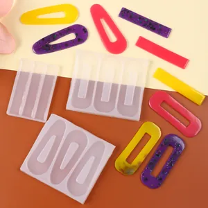 Juego de moldes de silicona para pinzas de pelo DIY con formas geométricas de resina