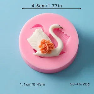 Dimensions detail for 3D rose swan silicone mold used in fondant and cake decorating