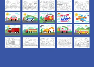 Collezione di gratta e vinci e carte da colorare a tema veicoli per bambini
