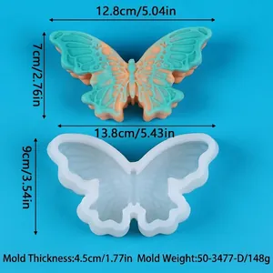Especificaciones detalladas de tamaño para molde de silicona de mariposa para velas