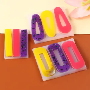 Moldes de silicona para pinzas de pelo geométricas DIY con muestras acabadas coloridas