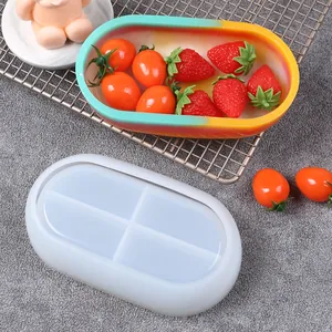 Stampo ovale in silicone a forma di barca per vassoio di resina fai-da-te e decoro.
