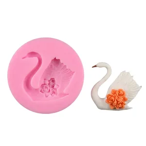 3D rose swan silicone mold for fondant chocolate and wedding cake decoration baking tool