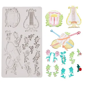 Stampo in silicone DIY per decorazioni di torte in pasta di zucchero, strumenti musicali.