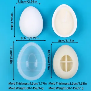 Specifiche dimensionali dettagliate dello stampo in silicone a forma di uovo per candele