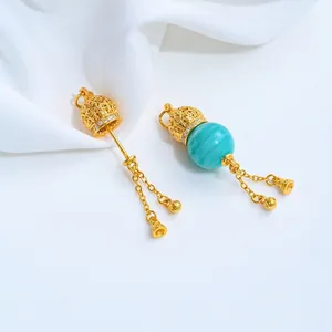 Cierre de Colgante de Calabaza Calada de Latón Chapado en Oro 24K Con Strass Incrustado Conector para Joyería DIY G978