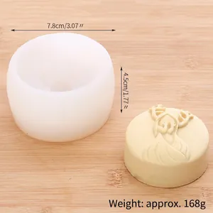 Round silicone mold for DIY soap candle making with exquisite 3D deer girl relief