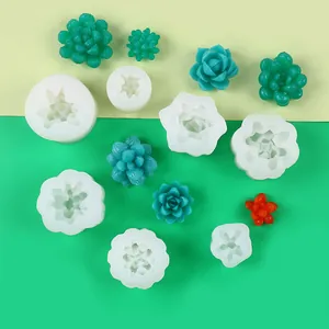 Set of 3D succulent silicone molds for DIY aromatherapy candles and soap making crafts