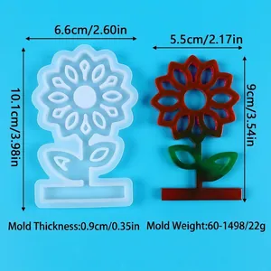 Sunflower DIY silicone resin mold with precise dimensions and weight details.